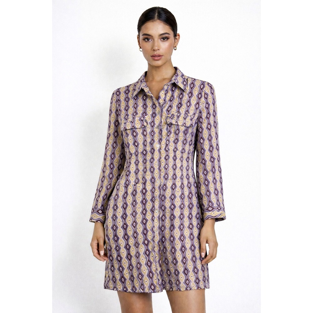 Roberta Roller Rabbit Womens Freymann Printed Button Mini‎ Shirt Dress Size Med